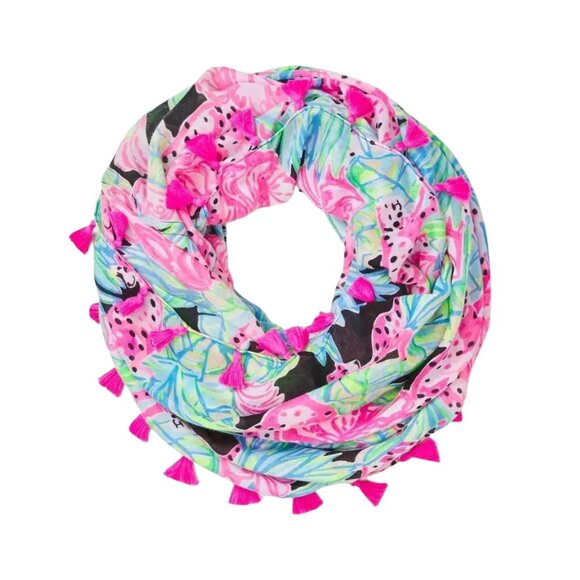 Lilly Pulitzer Resort Infinity Loop Scarf - Onyx with Fringe | Jaguar Jungle Cat - Picture 2 of 5